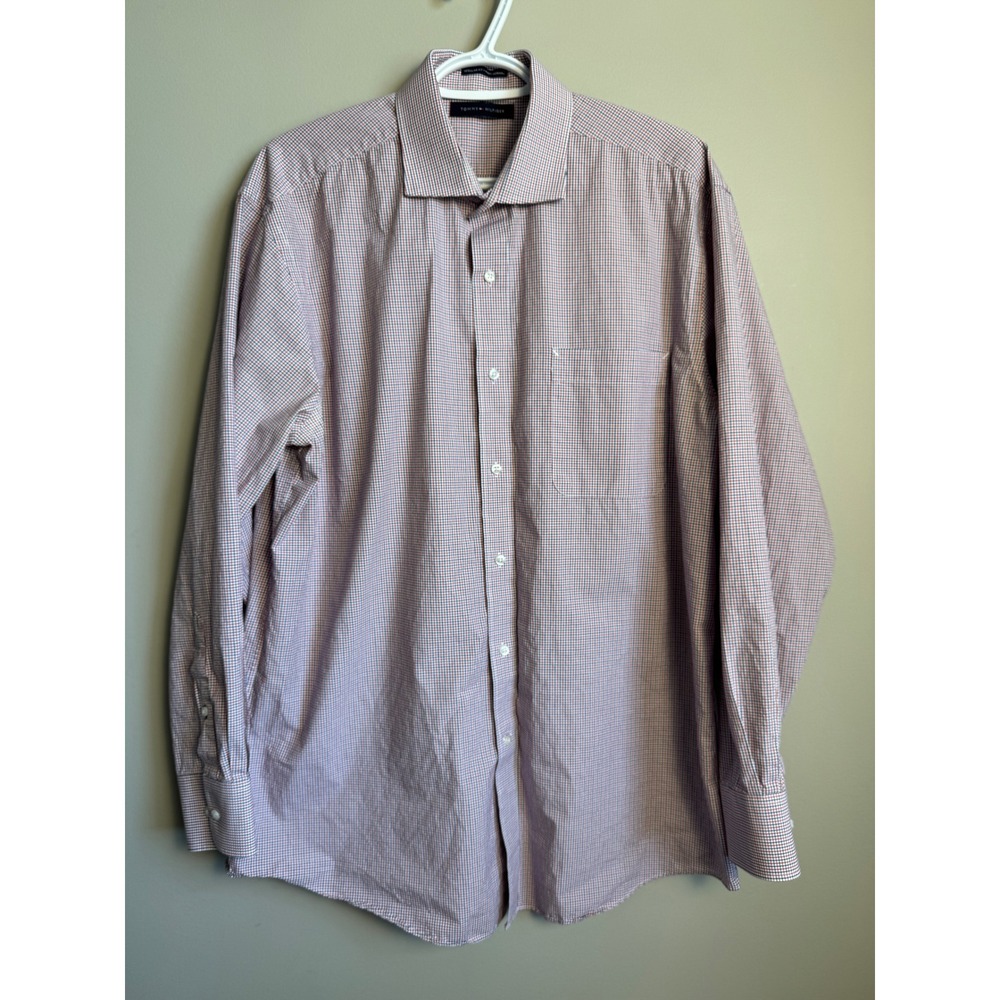 Tommy Hilfiger Mens Gingham‎ Check Long Sleeve Button Up Shirt 16.5 Y2K Preppy